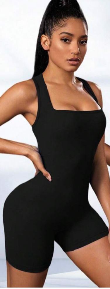 EASITHLETE 2 PIEZAS MAMELUCOS DEPORTIVOS AJUSTADOS- ENTERIZO NEGRO GYM.MINUTE