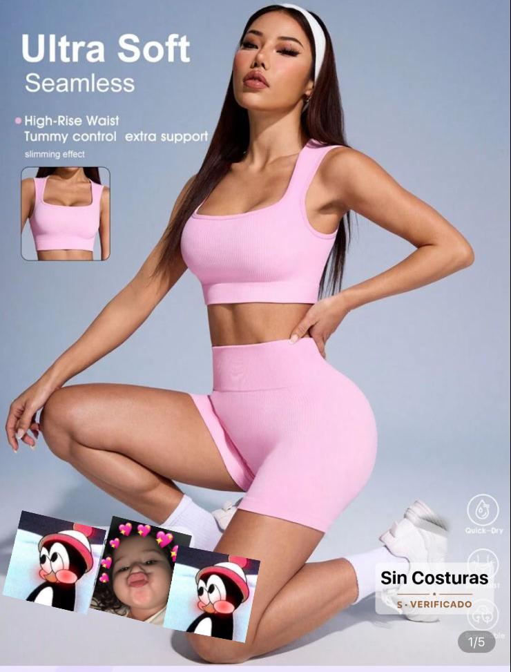 SOVEREIGN CHARM CONJUNTO DE TOP DE YOGA Y SHORT ROSADO