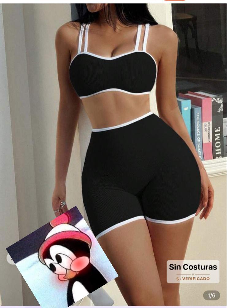 EASITHLETE SET DE 2 PIEZAS DE SUJETADOR DEPORTIVO Y SHORTS NEGRO