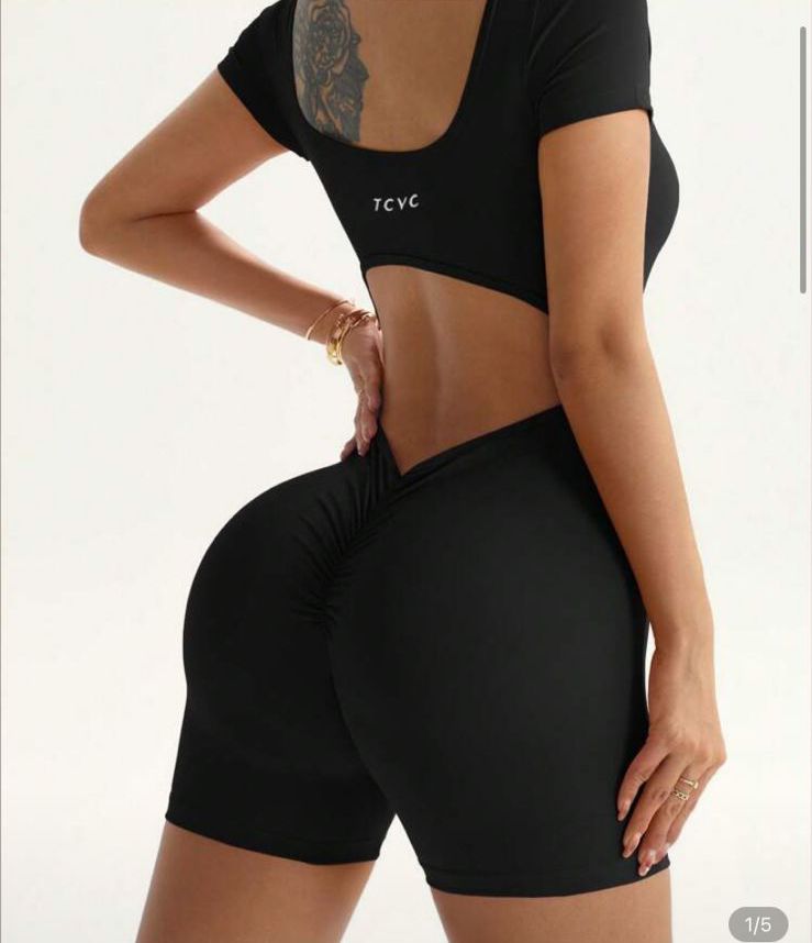 TCVC MONO CORTA SIN ESPALDA PARA MUJER- ENTERIZO NEGRO