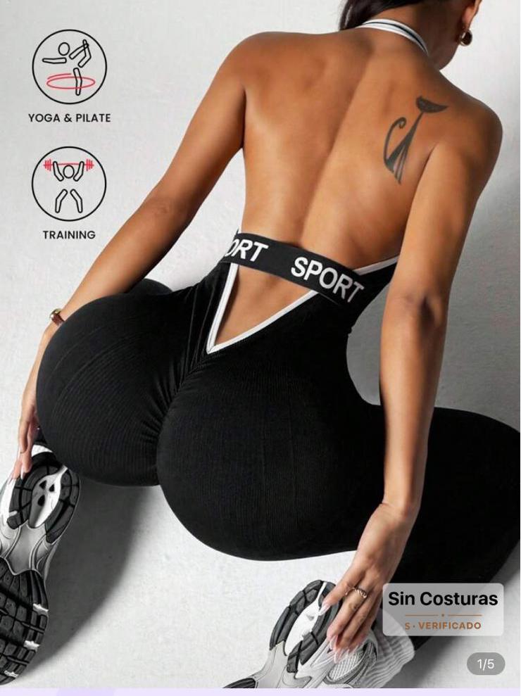 EASITHLETE 1 PIEZA MONO DE YOGA FITNESS Y EJERCICIO- ENTERIZO NEGRO 