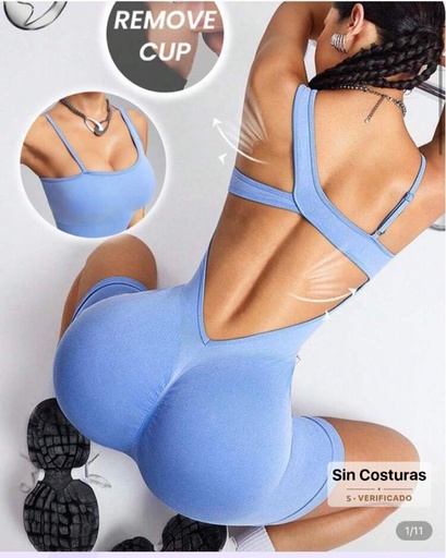 INNOVISTA MONO SIN COSTURA CON EFECTO TIE-DYE PARA MUJER- ENTERIZO CELESTE 