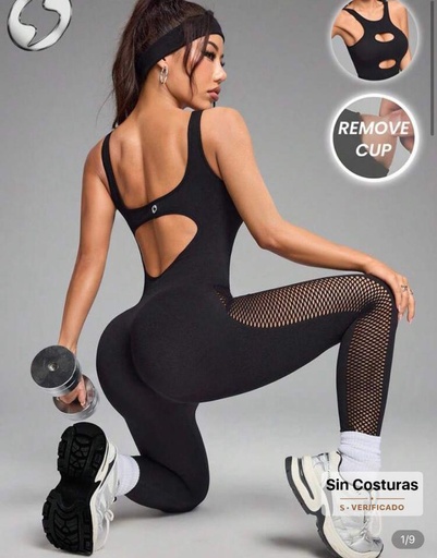 INNOVISTA MONO DE ENTRENAMIENTO SIN COSTURAS PARA MUJER- ENTERIZO NEGRO MALLA 